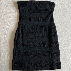 Beaded knit black evening strapless tube dress medium H&M